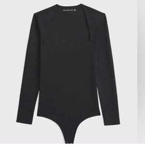 Abercrombie & Fitch Ava Long-Sleeve Sculpt Matte Bodysuit in Black